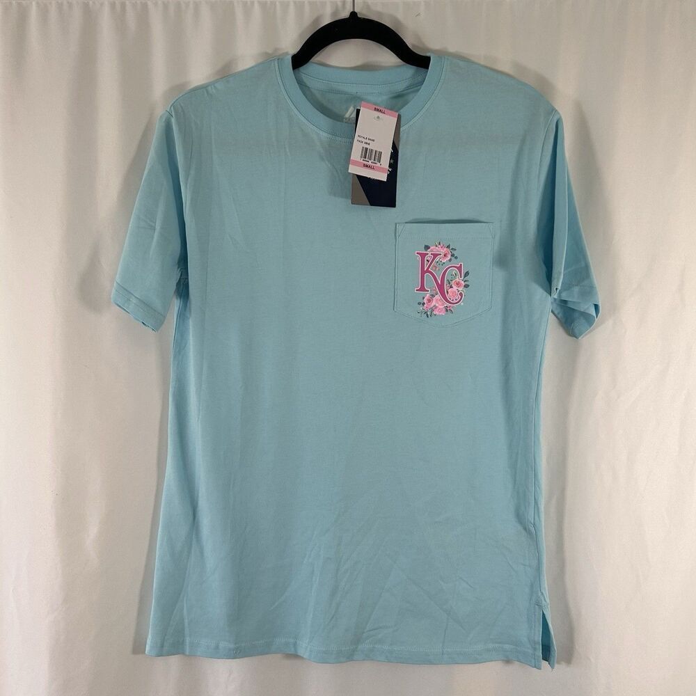 New Kansas City Royals Shirt Unisex Small Blue Short Sleeve Pink Floral Crew Nec